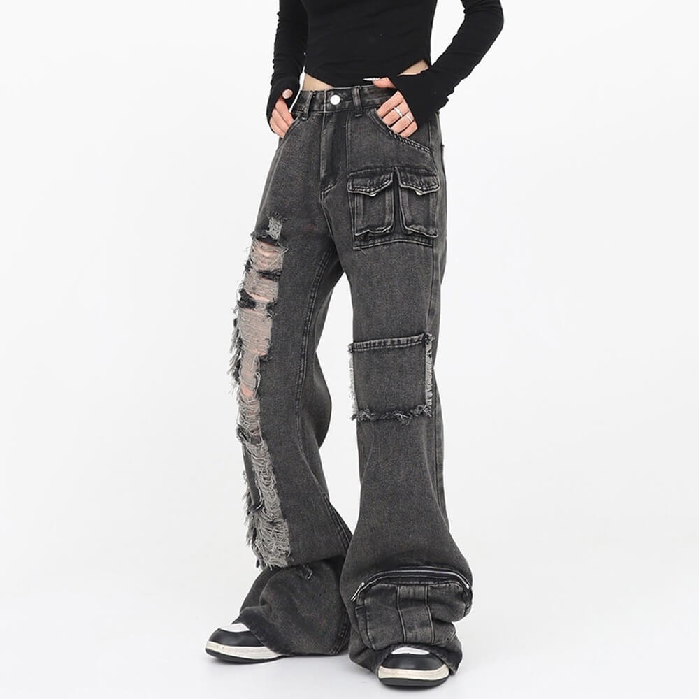 grunge black ripped jeans boogzel clothing