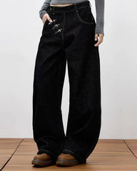 grunge black wide leg jeans boogzel clothing
