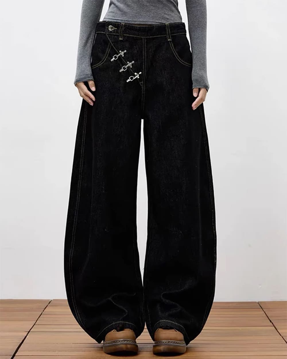 grunge black wide leg jeans boogzel clothing