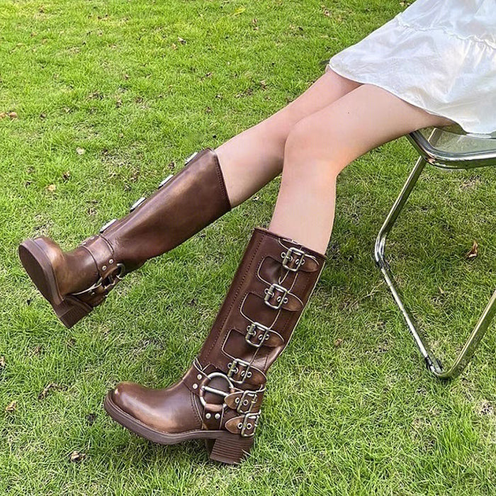 grunge buckle high boots boogzel clothing