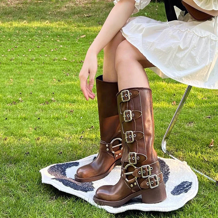 grunge buckle high boots boogzel clothing