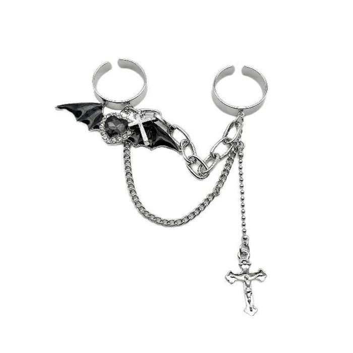 grunge heart cross double ring boogzel clothing