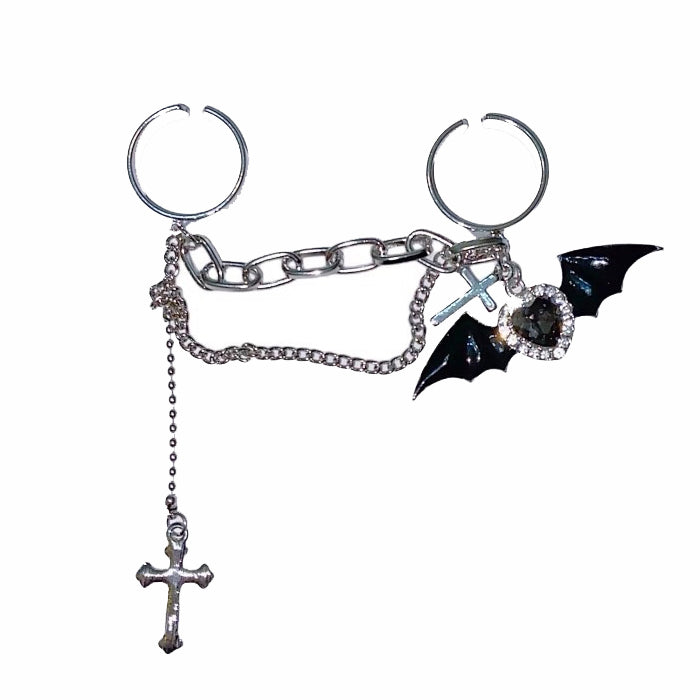 grunge heart cross double ring boogzel clothing