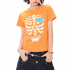 grunge skeleton heart print t-shirt boogzel clothing