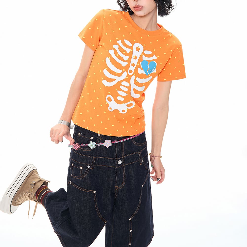 grunge skeleton heart print t-shirt boogzel clothing