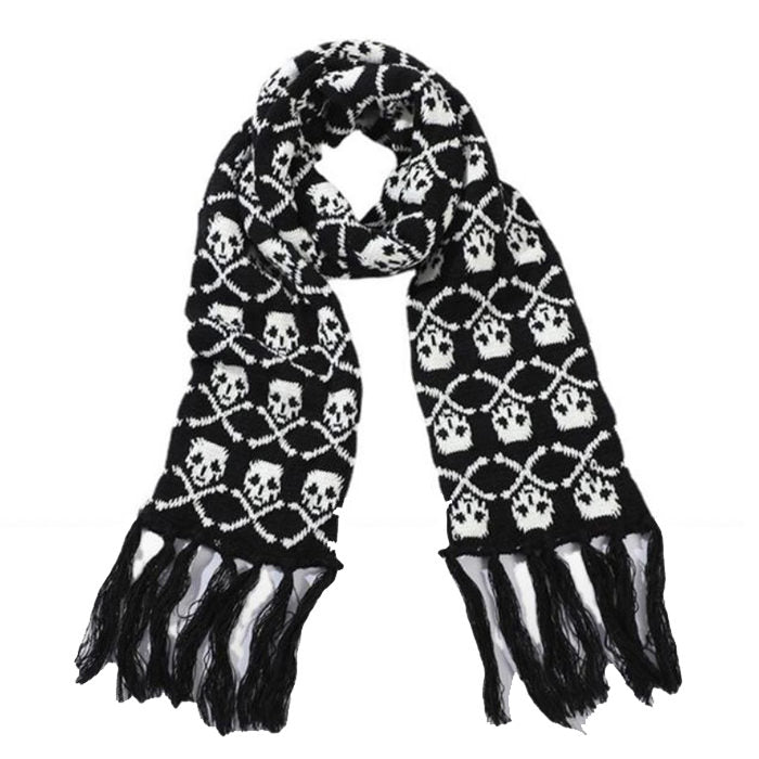grunge skull knitted scarf boogzel clothing