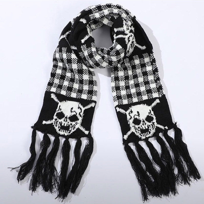 grunge skull knitted scarf boogzel clothing