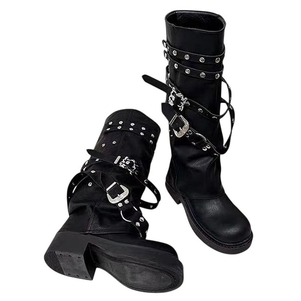 grunge sleaze combat buckle boots boogzel clothing
