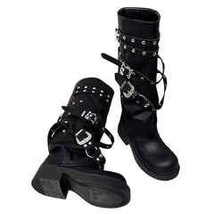grunge sleaze combat buckle boots boogzel clothing