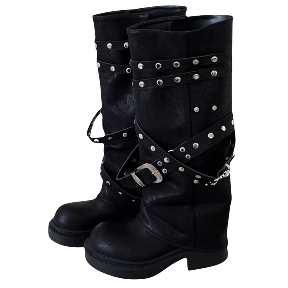 grunge sleaze combat buckle boots boogzel clothing