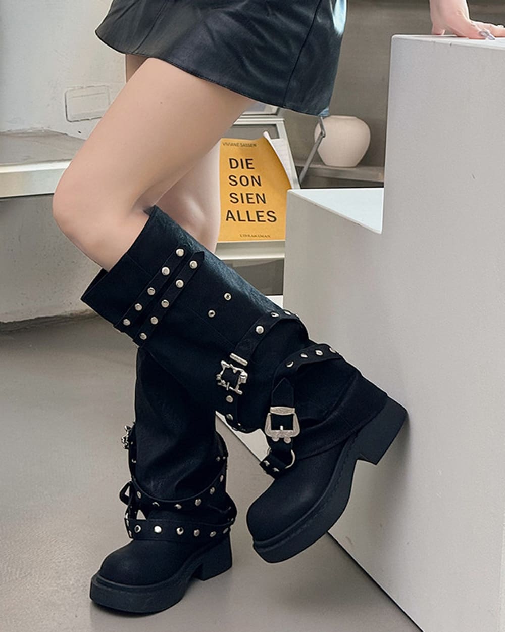 grunge sleaze combat buckle boots boogzel clothing