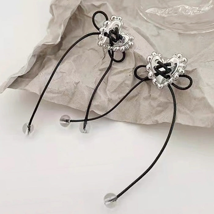 heart lace up earrings boogzel clothing