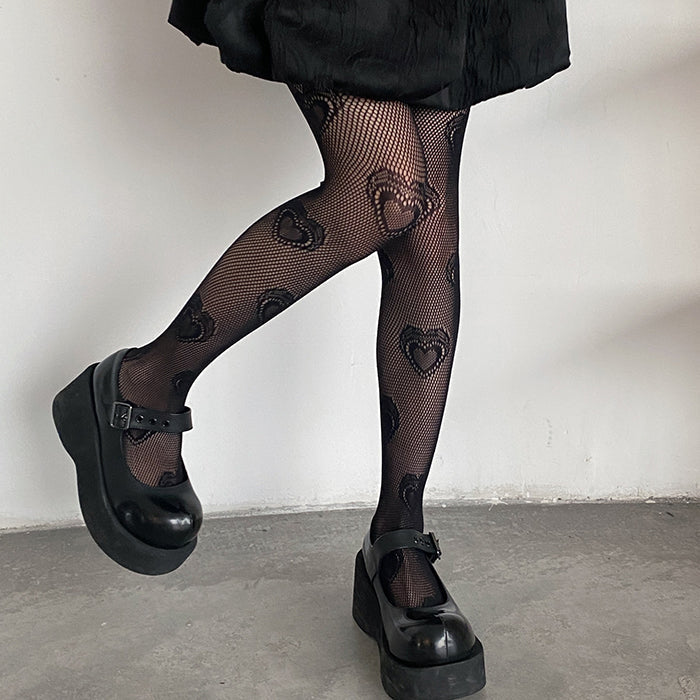 heart mesh tights boogzel clothing