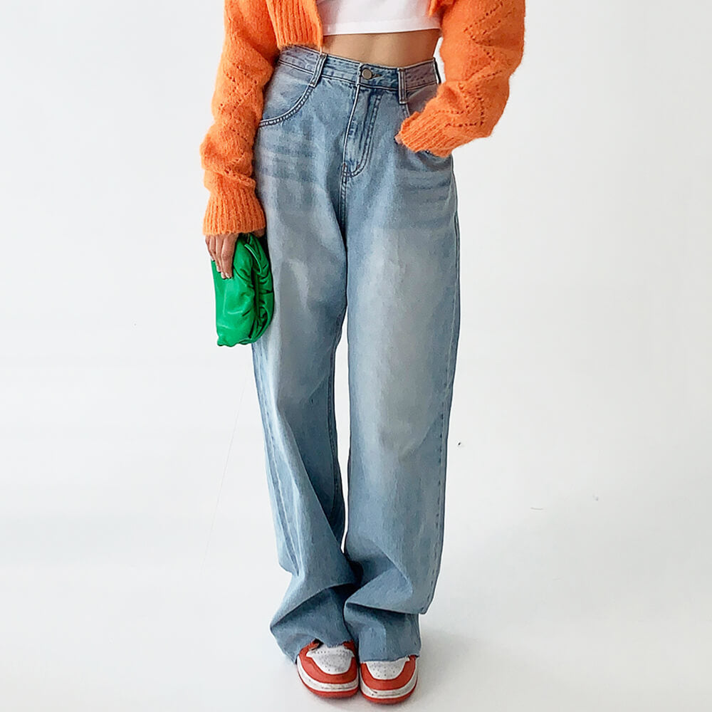 heart print pocket wide leg jeans boogzel clothing