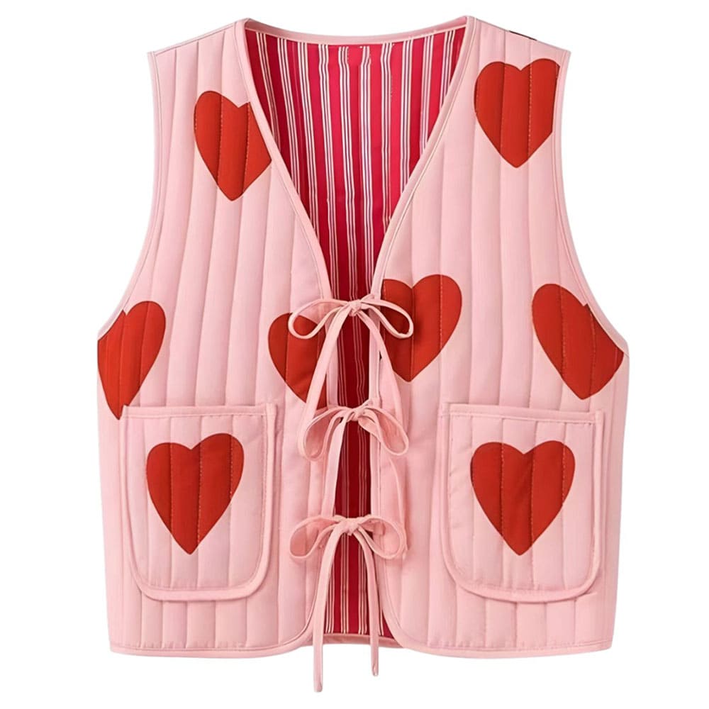 heart print quilted vest boogzel clothing