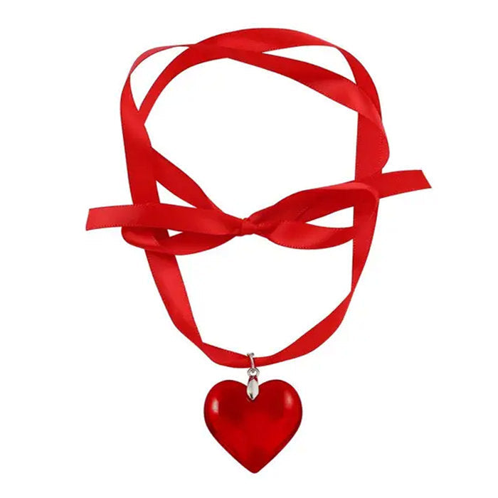 heart satin ribbon necklace boogzel clothing
