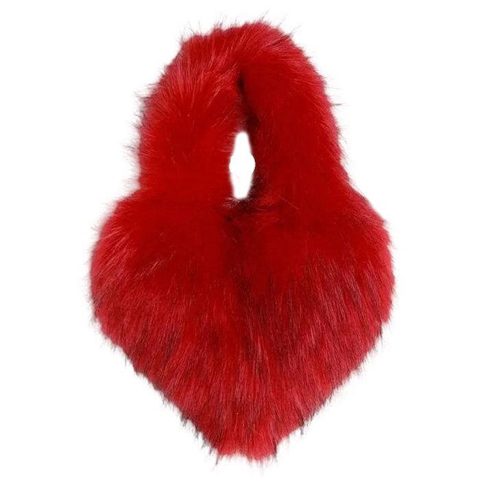 heart shape fuzzy handbag boogzel clothing