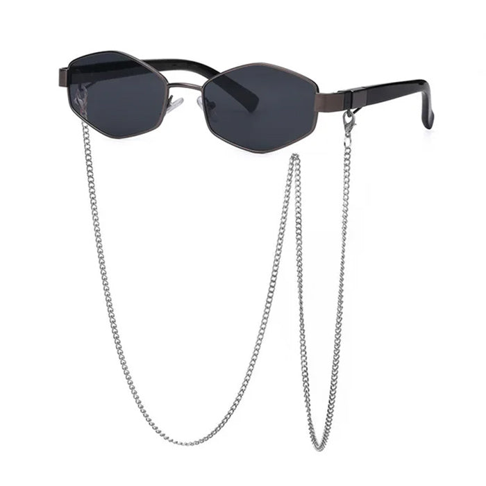hexagonal sunglasses with chain boogzel clothing