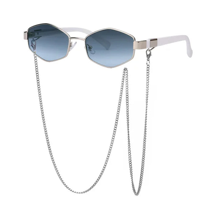 hexagonal sunglasses with chain boogzel clothing