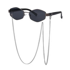 hexagonal sunglasses with chain boogzel clothing