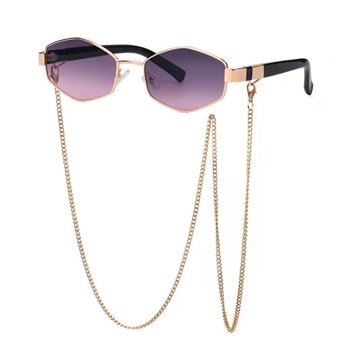 hexagonal sunglasses with chain boogzel clothing