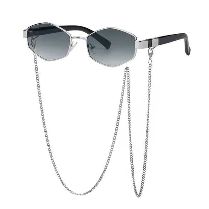 hexagonal sunglasses with chain boogzel clothing