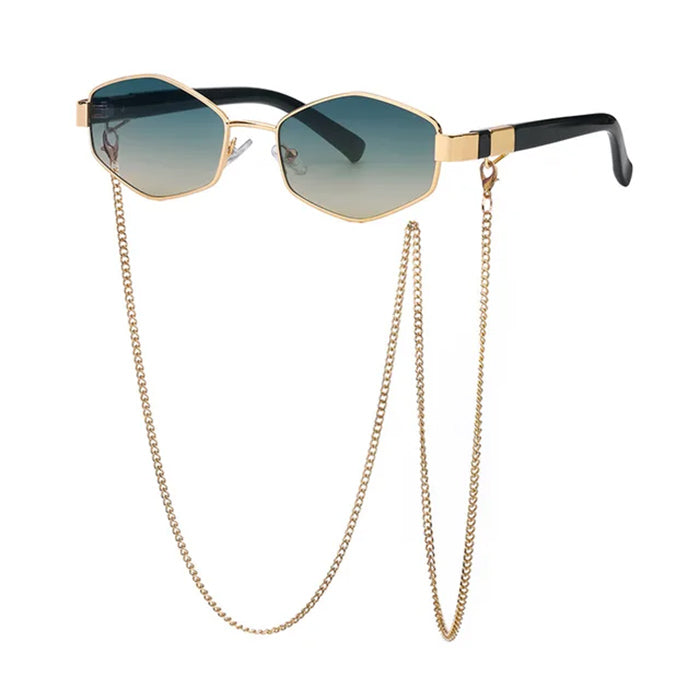 hexagonal sunglasses with chain boogzel clothing