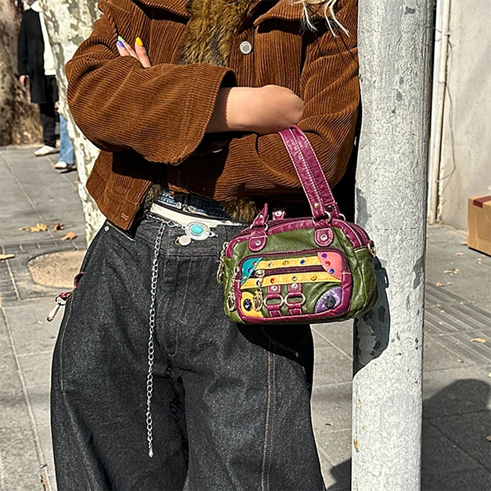 hippie aesthetic patchwork mini bag boogzel clothing