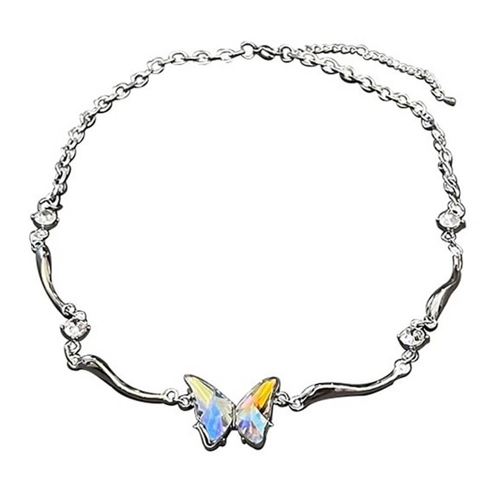 holographic butterfly metal necklace boogzel clothing