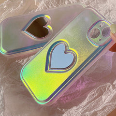 holographic heart mirror phone case boogzel clothing