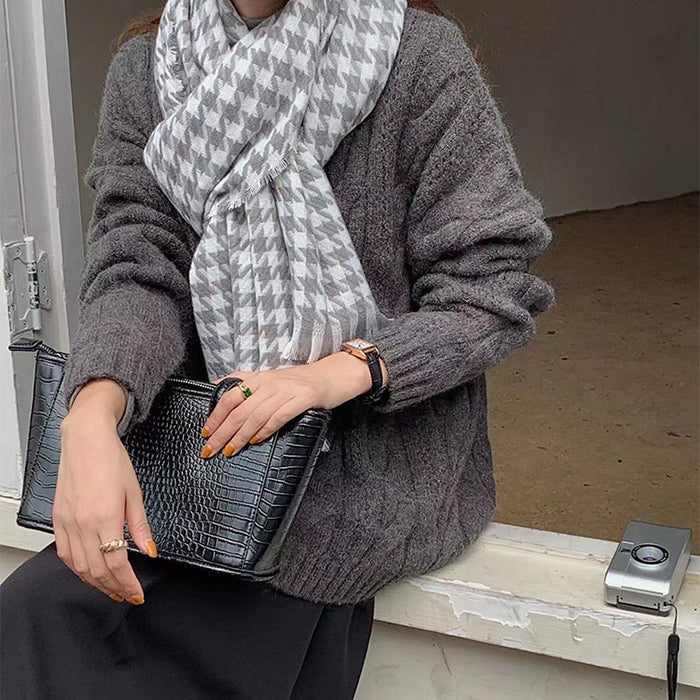 houndstooth knit scarf boogzel clothing