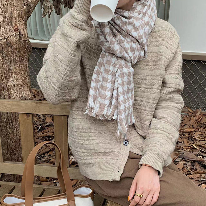 houndstooth knit scarf boogzel clothing