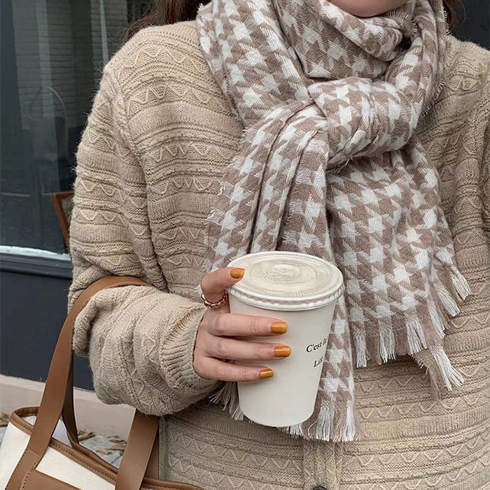 houndstooth knit scarf boogzel clothing