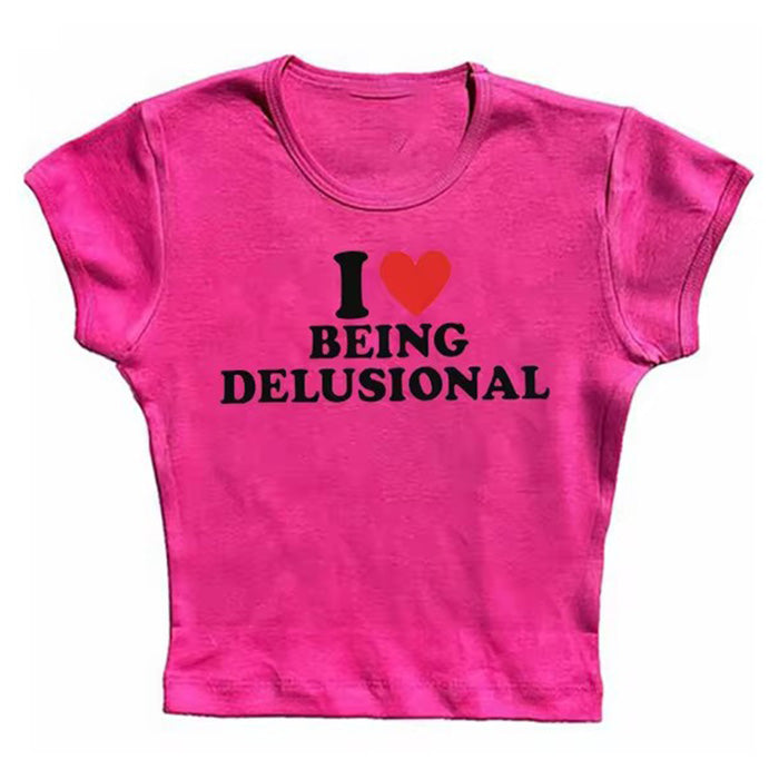 i love being delusional y2k crop top boogzel clothing