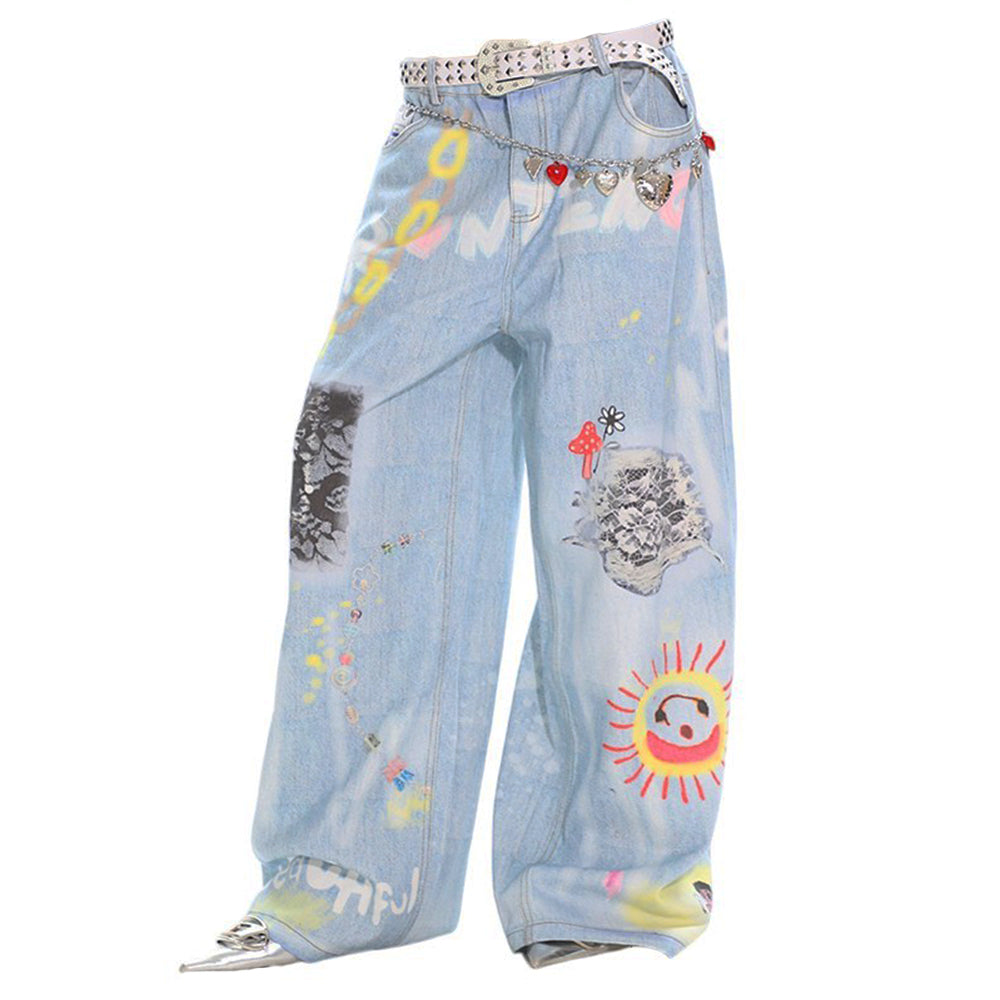 indie aesthetic blue baggy jeans boogzel clothing