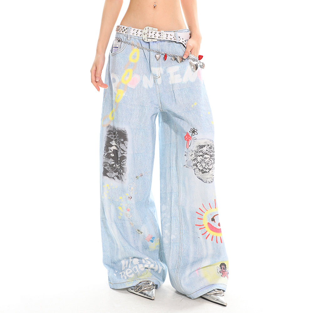 indie aesthetic blue baggy jeans boogzel clothing