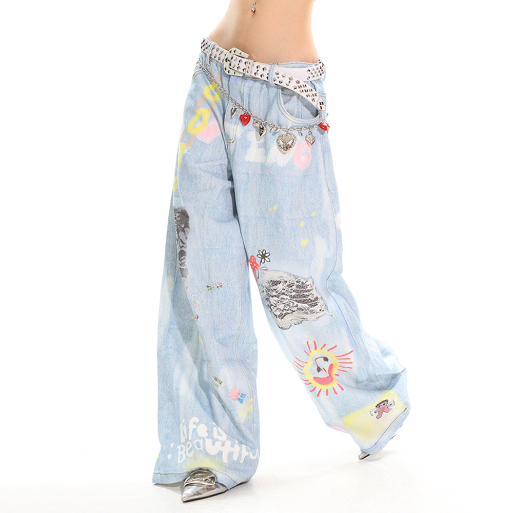 indie aesthetic blue baggy jeans boogzel clothing
