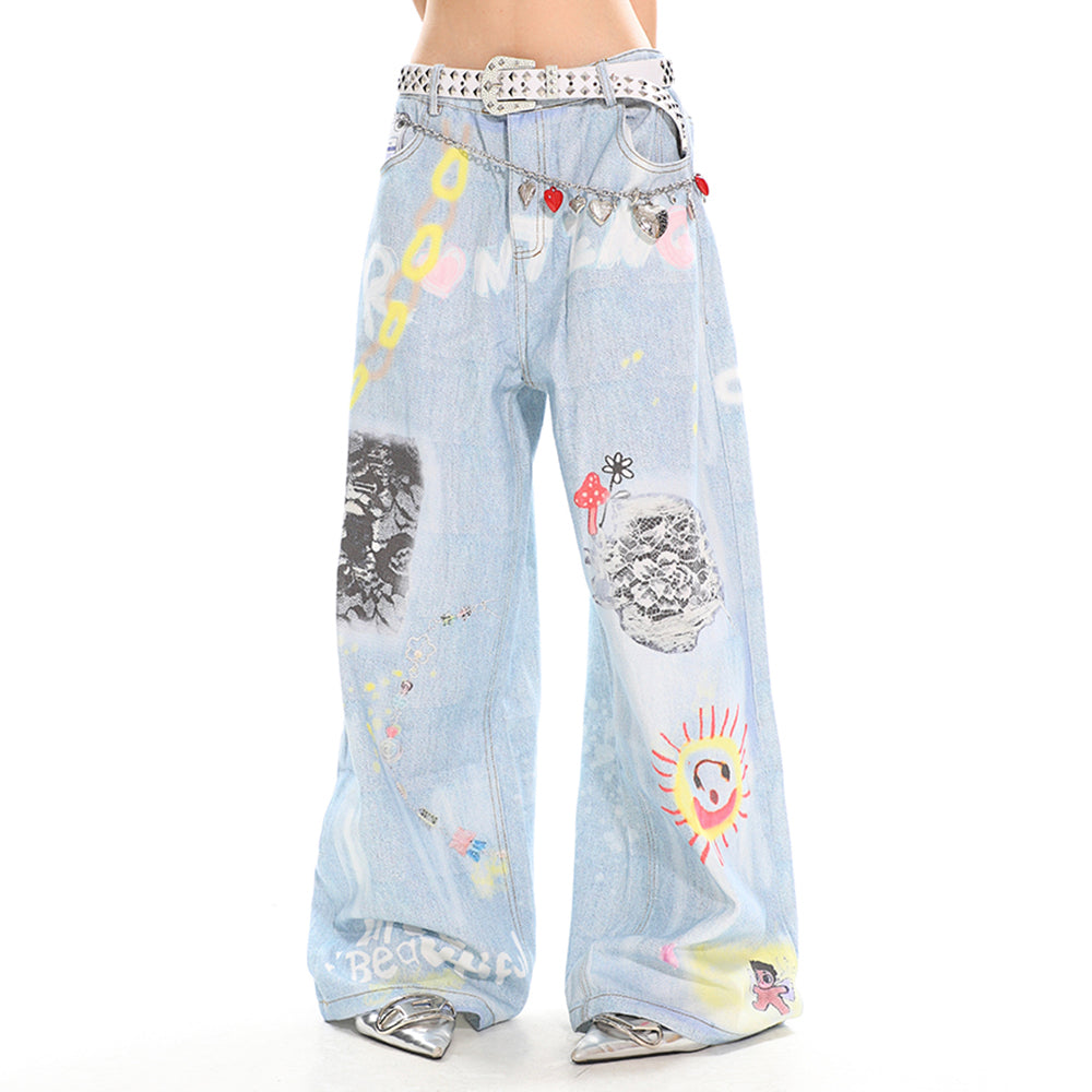 indie aesthetic blue baggy jeans boogzel clothing