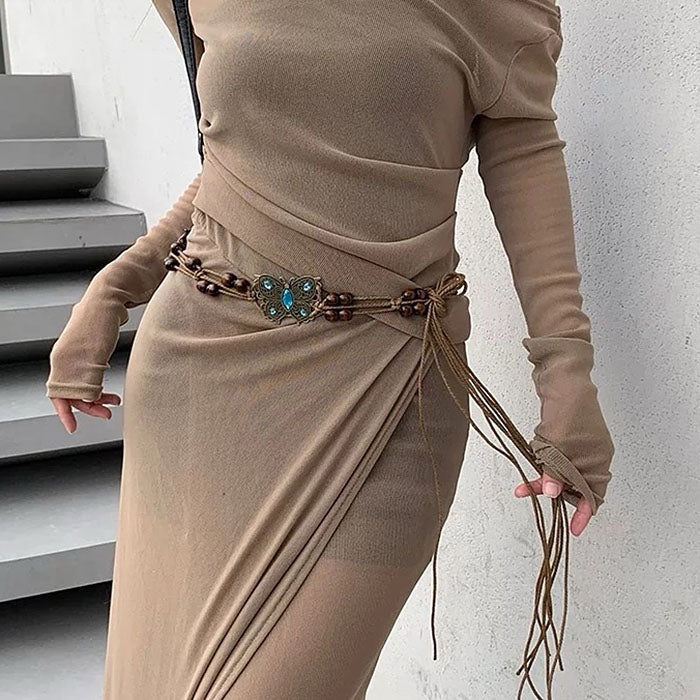 indie aesthetic butterfly beaded belt boogzel clothing