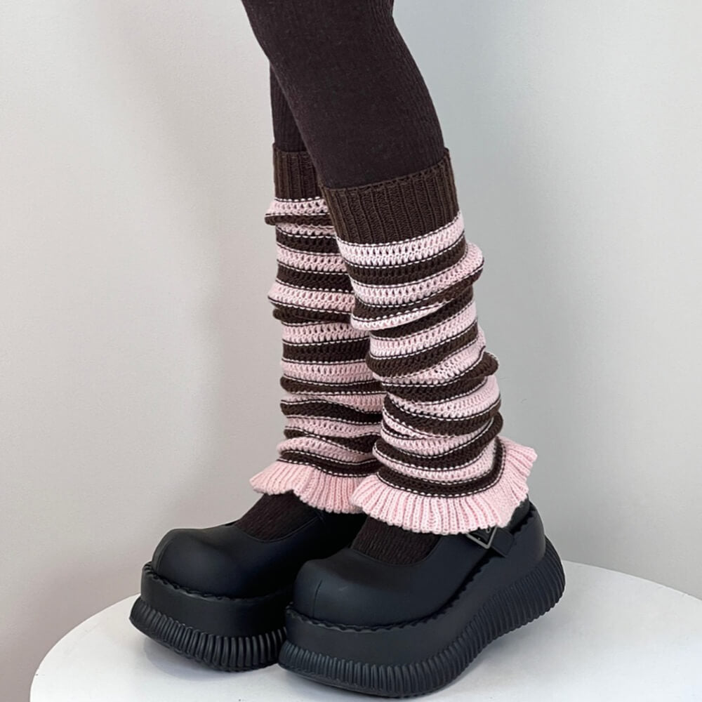 indie aesthetic striped leg warmers boogzel clothing
