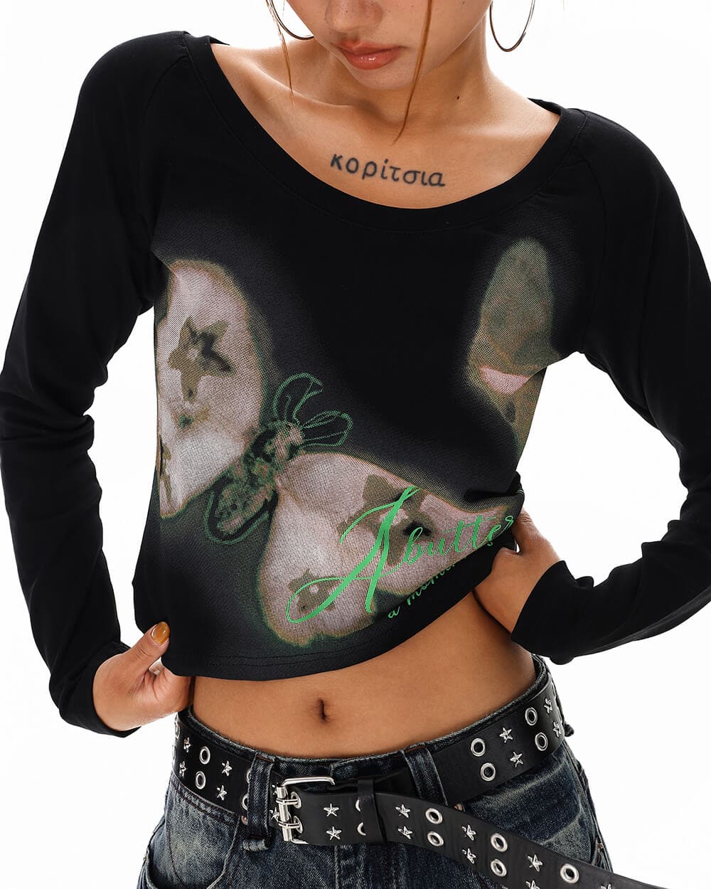 indie butterfly print long sleeve top boogzel clothing