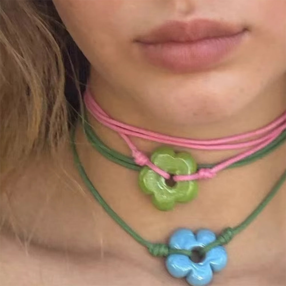 indie flower cord necklace boogzel clothing