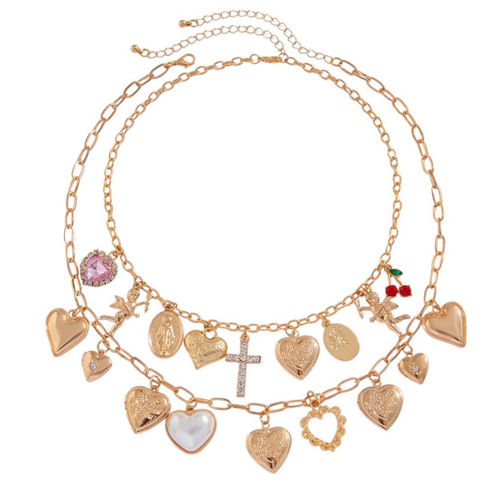 indie layered pendant necklace boogzel clothing