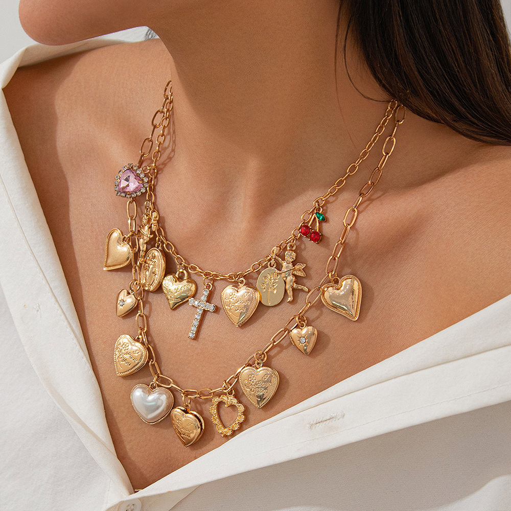 indie layered pendant necklace boogzel clothing