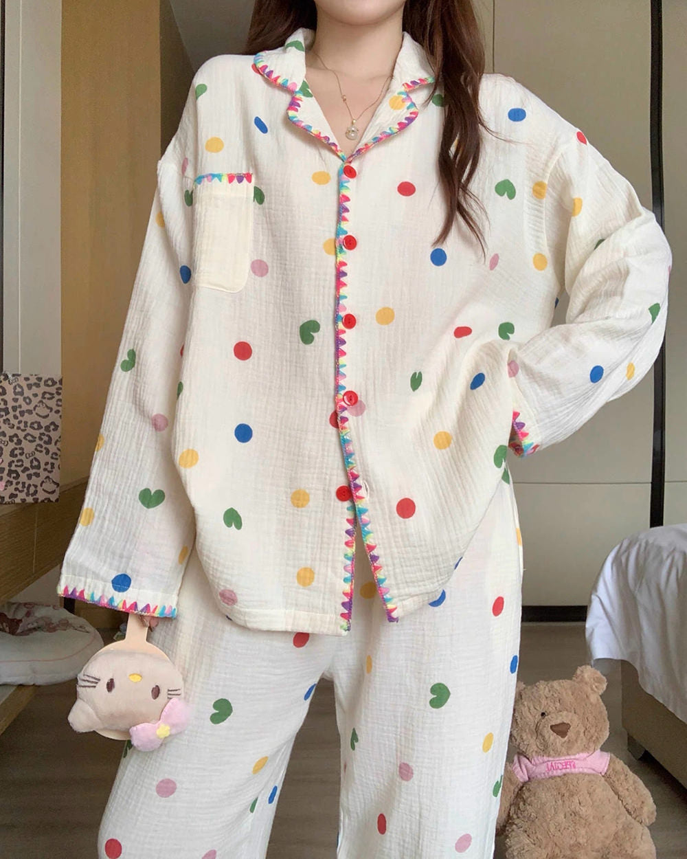 indie polka dot pajama set boogzel clothing