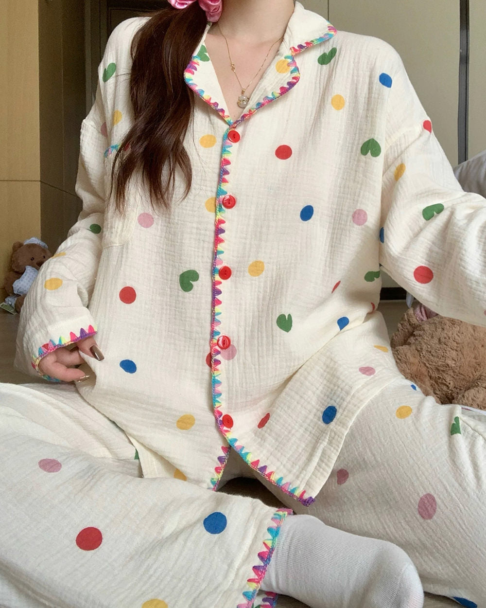indie polka dot pajama set boogzel clothing