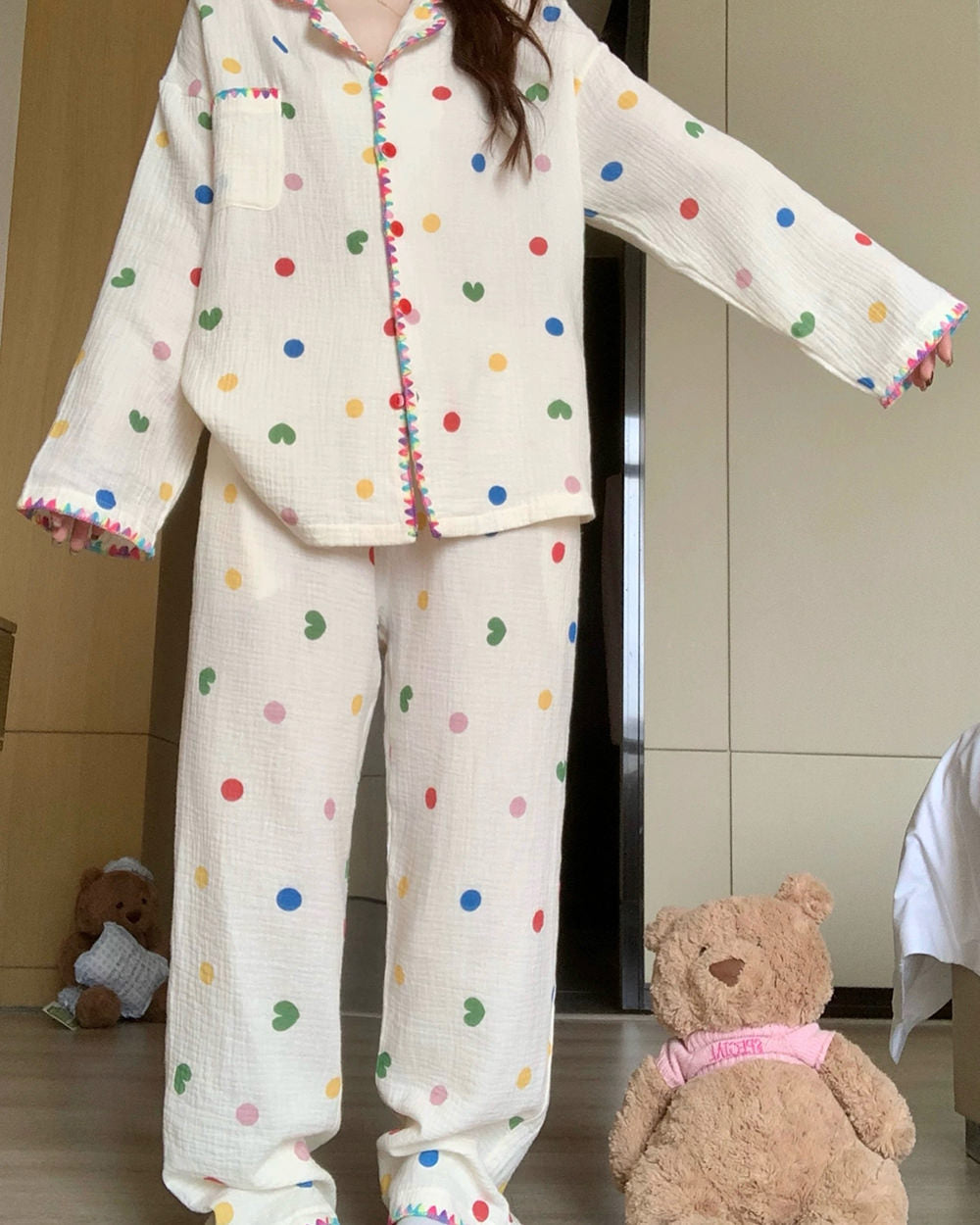 indie polka dot pajama set boogzel clothing