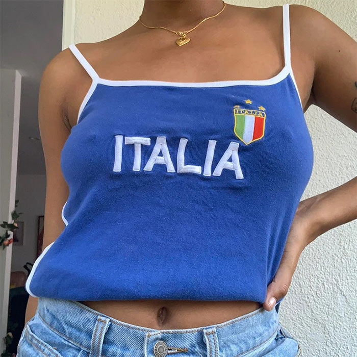 italia embroidery y2k tank top boogzel clothing