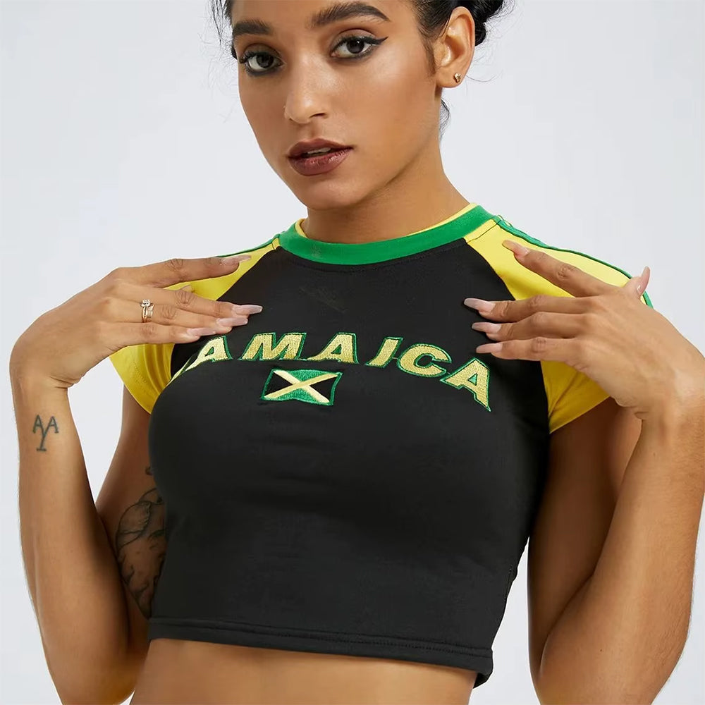 jamaica embroidery crop top boogzel clothing