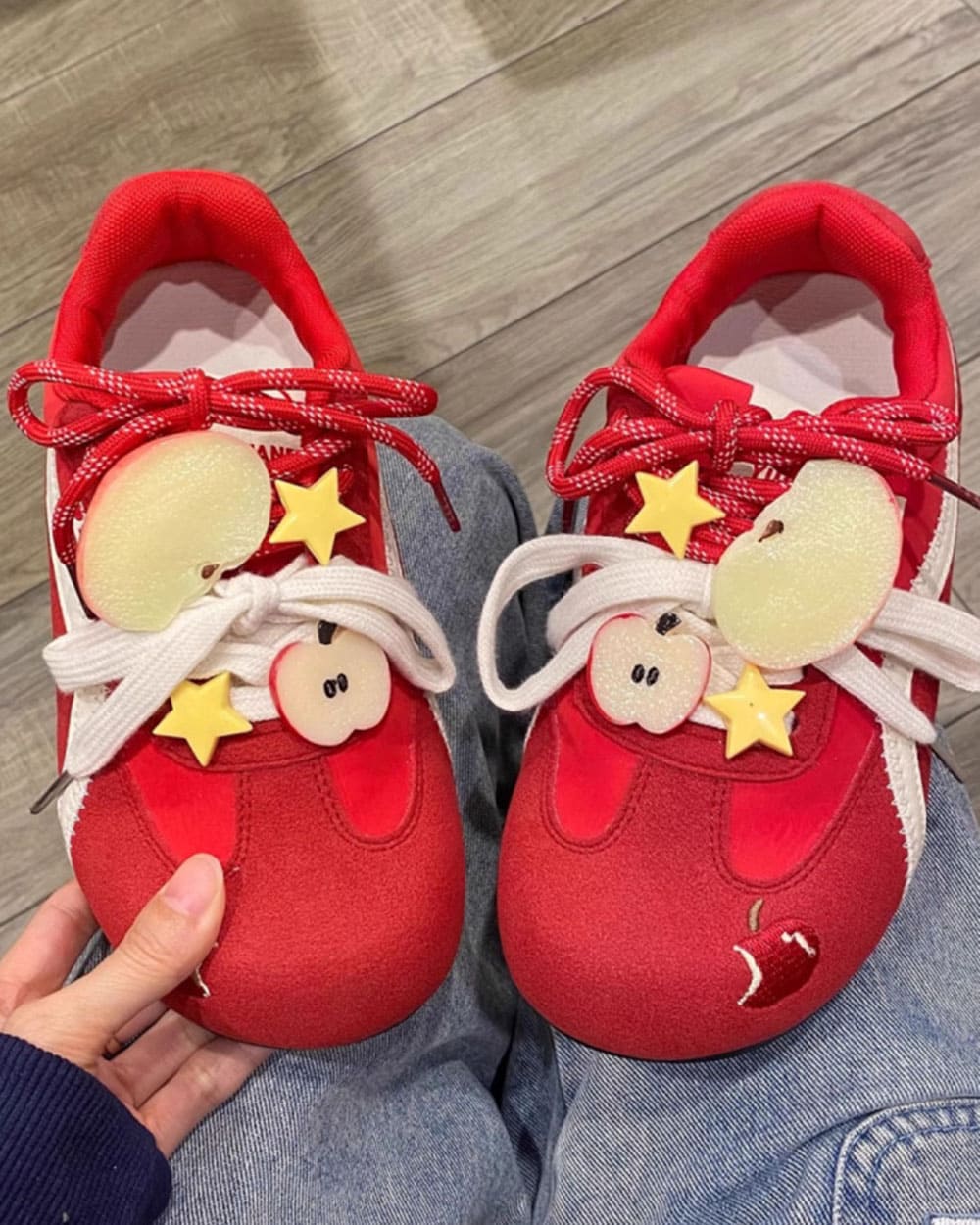 kawaii apple charm sneakers boogzel clothing